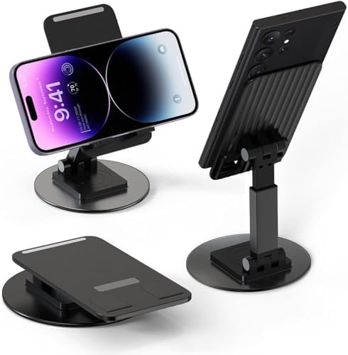 Ayarlanabilir Masaüstü Telefon ve Tablet Standı – Kaymaz Silikon Destekli, Yükseklik ve Açı Ayarlı, Katlanabilir Metal Tutucu, Evrensel Uyumlu, Siyah - Görsel 3