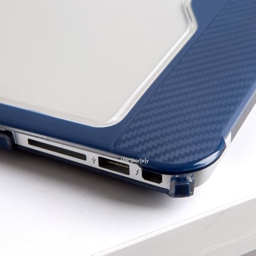 MacBook Air A1932 Uyumlu 13 İnç Outdoor Karbon Fiber Sert Kapak Darbe Emici Şeffaf Koruma Mavi - Görsel 2