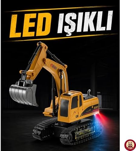 Oyuncak Şarjlı Işıklı Uzaktan Kumandalı Ekskavatör - Kepçesi Hareketli 1:24 Ölçek