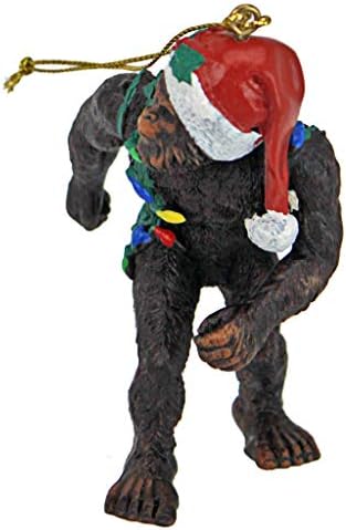 Design Toscano Bigfoot, Noel Yeti Sabta'nın Şapkalı Komik Noel Ağacı Dekorasyonu, Poliresin, Tam Renkli, 7,5 cm