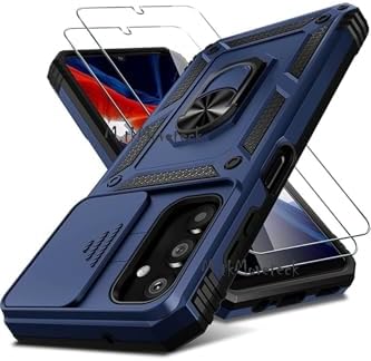 Alternative view of -  Galaxy A17 ile uyumlu 5g Kılıf Kamera Korumalı Sürgülü Yüzüklü Armor Zırh Kapak + 9H Ekran Koruyucu - lacivert