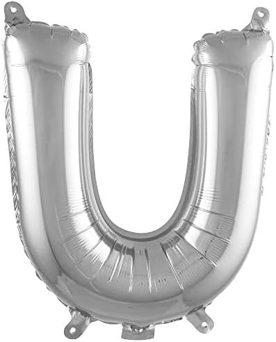 U Harfi 16 İnç Gümüş Renk Folyo Balon 36 CM (Gümüş)