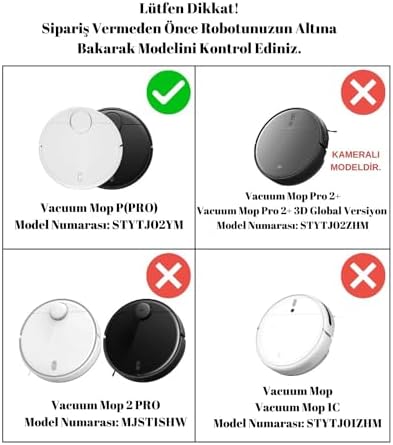 Mi Robot Viomi Se V2 V3 V2 Pro (V-RVCLM21B) /  Pro (STYJ02YM) ile uyumlu Siyah 2li Yan Fırça