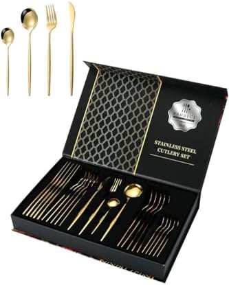 410 Çelik 24 Parça Gold Yemek Kaşık Çatal Bıçak Seti cin518sr