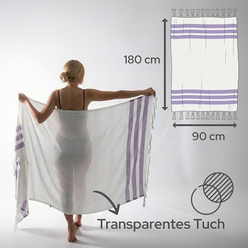 Alternative view of Lila 2'li - 90 x 180 cm - İnce & Transparan - Kadınlar için İpeksi Yumuşak Peştamal - Bambu & Pamuk Karışımı - Dokuma Şeritleri Solmaz ve Uzun Ömürlü - Dekoratif Hediyelik Peştamal