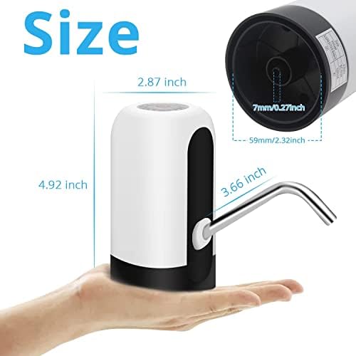 2,5 litre su sebili, Dağıtıcı De Agua para Botellon, evrensel su şişesi pompası, şalterli ve USB, kamp, mutfak, atölye, garaj için (beyaz) - Görsel 3