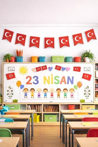Alternative view of 23 Nisan Süsleri 23 Nisan Hediyeleri İpli Ay Yıldızlı Bayrak 10 lu Flama