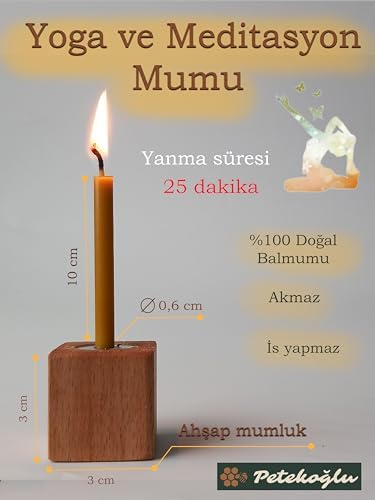 Balmumu Mum 12 Adet Meditasyon Yoga Mumu Mumluk ile Birlikte 25 Dakika Yanma Süresi - Görsel 3