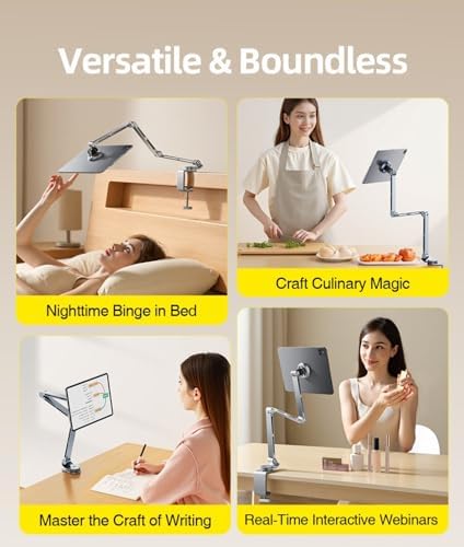 Profesyonel Ayarlanabilir Manyetik Tablet Tutucu Alüminyum Stand, 360° Ayarlanabilir, 20X Daha Güçlü Kilitleme, 4-13" Telefon ve Tabletler İçin, Yatak, Masa Montaj | T01 Mangnetic - Görsel 3