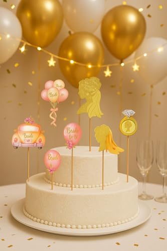 Bride to Be Altın Renkli Gelin Pasta Üstü Figür Süs Seti – Düğün ve Nişan Pastaları İçin