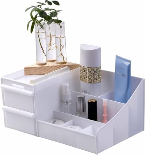 Alternative view of Çekmeceli Beyaz Organizer – Çok Bölmeli Masaüstü ve Makyaj Organizeri, Kozmetik, Ofis ve Banyo Düzenleyici, Dayanıklı Plastik, Modern Tasarım
