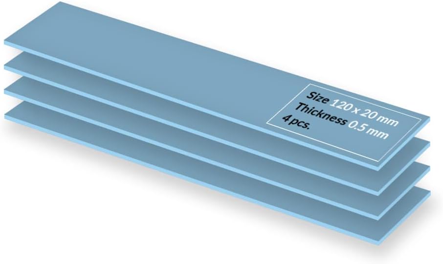 ARCTIC TP-3: Üstün Performanslı Termal Ped, 120 x 20 x 0,5 mm (Performans Kaybı Olmadan 2,0 mm'ye Kadar İstiflenebilir), 4 Adet - Yüksek Performans, Özellikle Yumuşak, İdeal Boşluk Doldurucu, Köprü - Görsel 3