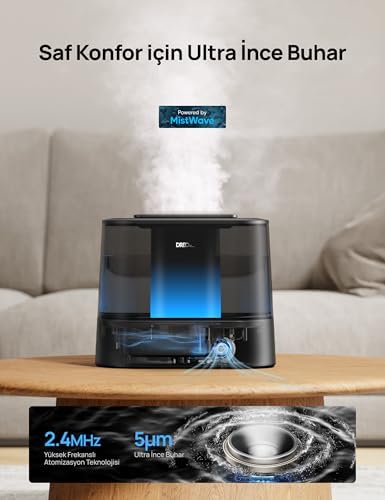 Dreo Akıllı Nemlendiriciler Yatak Odası İçin, Üstten Dolumlu 4L Süper Büyük Nemlendirici, 28 dB, 36 Saat Çalışma Süresi, Dokunmatik/Uygulama/Ses Kontrolü, İç Mekanlar İçin Soğuk Sisli Nemlendiriciler