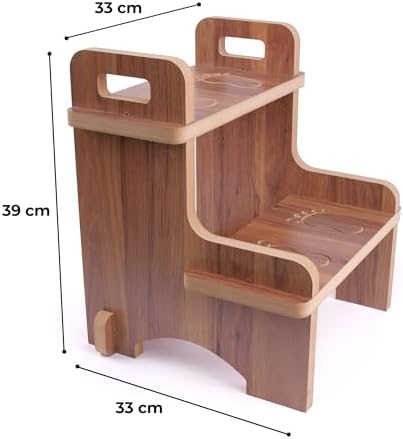 Ahşap Montessori Kaymaz Basamak Tabure – Banyo ve Lavabo Yükseltici Merdiven, 36x36x40 cm, MDF Melamin Kaplama