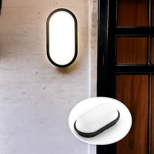 15W Siyah IP65 Oval LED Tavan ve Duvar Lambası | 1500 Lümen Beyaz Işık | Su ve Toz Geçirmez Banyo Bahçe Balkon Aydınlatma Armatürü 220V
