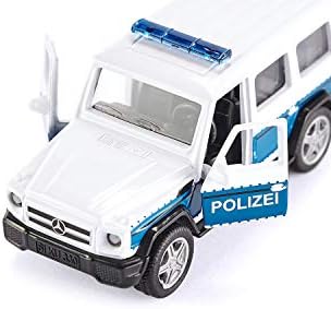 SIKU 2308, Mercedes-AMG G65 Polizeiauto mit Anhängerkupplung, 1:50, Metall/Kunststoff, Blau/Weiß, Auswechselbare Reifen