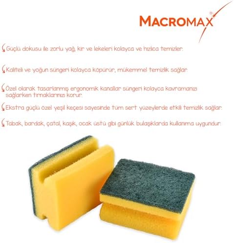 Tırnak Koruyuculu Bulaşık Süngeri 8’li Paket – Ergonomik Yeşil Klasik Sünger