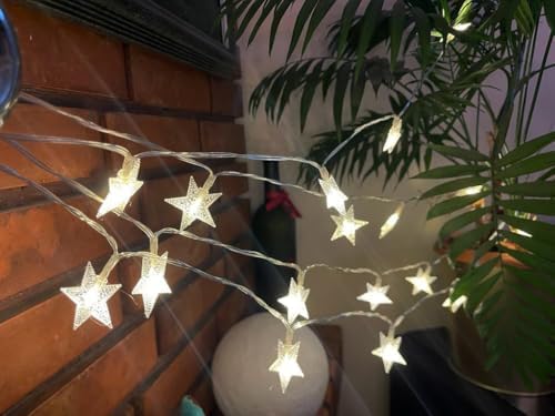 5 metre Led Işıklı 28'li Yıldız Işık Zinciri Dekoratif Fişli Aydınlatma Ev Dekorasyonu Süsleme Salon Oda Merdiven Balkon Süslemeleri için Yılbaşı Eğlence Doğum Günlerine Özel Aydınlatma
