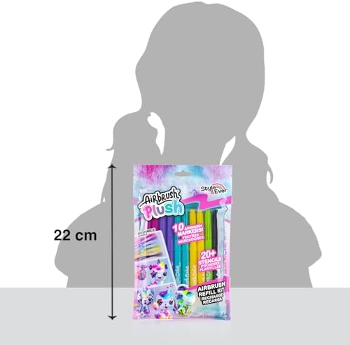 Airbrush Plush - Refill Kit 10 pens (256) | Yıkanabilir renkli kalemleyiciler Airbrush ve yapışkan şablonlarla uyumludur
