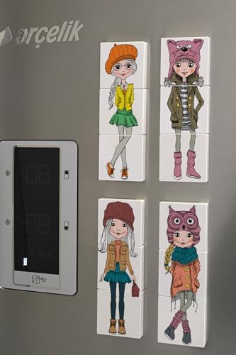 Manyetik Blok 3 Parçalı Yapboz Çift Taraflı - Şapkalı Kızlar Puzzle - 6 Şapkalı Kız Görseli - Görsel 3