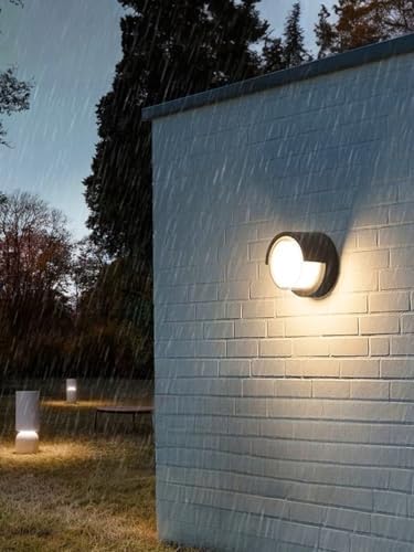 15w Modern Tasarım Led Aplik İç ve Dış Mekan Duvar Lambası Cata Dominik 3200k Gün Işığı Bahçe Duvar Apliği (Yuvarlak)