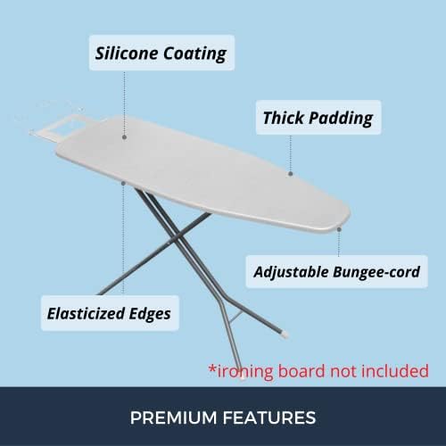 SAVUK Ütü Masası Örtüsü ve Pedi Standart Boyut Silikon Kaplamalı 4 Katlı 38 x 137 cm Ekstra Ağır Hizmet Kalın Dolgu, Isı Yansıtıcı, Yapışmaz Kavurma ve Leke Dayanıklı