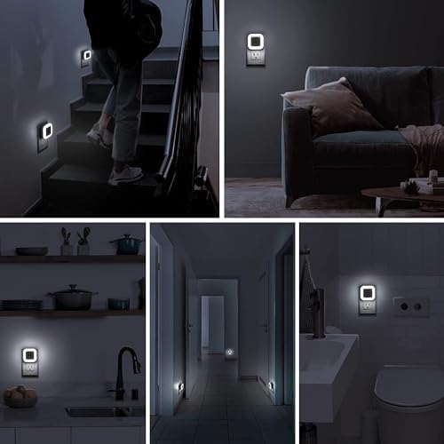 Aputue LED Gece Lambası, duvara takılan gece lambası, alacakaranlık sensörlü, 0.5w enerji tasarruflu, koridor, merdiven, mutfak, banyo ve yatak odaları için ideal (6'lı paket) - Görsel 3
