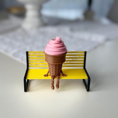 3'lü Renkli Dondurma Külahı Dekoratif Figür Seti - Sevimli Bacaklı Masaüstü Süs (Her biri 7.5 x 4.3 cm) BANK DAHİL DEĞİLDİR
