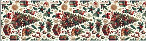 Yılbaşı Temalı Dijital Baskılı Runner Örtüsü Christmas Karma 40x140 cm