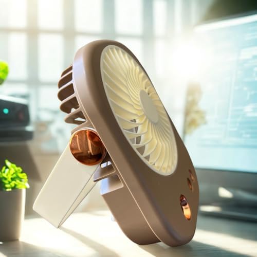 Fan Masaüstü Vantilatör Klima, Usb ve Rgb Işıklı Mini Vantilatör, Serinletici 1200mAh İster Ayaklı İster Asmalı (3 Kademe Güç)