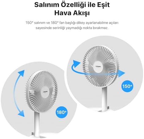 Xenon Smart Akıllı Vantilatör | 8000 mAh Taşınabilir Şarjlı 4 Kademeli Masaüstü Fanı Ayaklı Vantilatör X6103