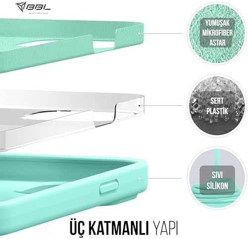 iPhone Kılıf İnce Sıvı Silikon 3 Katmanlı Tam Kaplamalı Yumuşak Jel Kauçuk Kılıf Kapak, Turkuaz (iPhone 15 Plus12) - Görsel 2