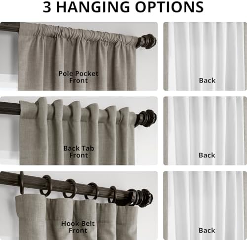 HPD Half Price Drapes Yatak Odası için İtalyan Suni Keten Perdeler 50 X 96 (1 Panel), FLCH-FM20129-96, Boz Kahverengi Gri