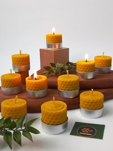 Alternative view of (12 ADET) Sarma Tealight Mum 3,5cm X3cm Doğal Petek Balmumu Mum