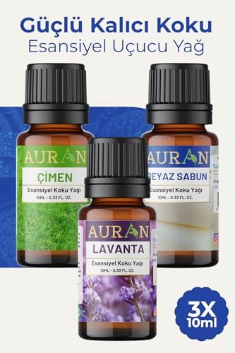 Alternative view of AURAN Çimen, Beyaz Sabun, Lavanta Saf Esansiyel Uçucu Yağ Buhurdanlık Yağ Difüzör Esans Aroma 3x 10ml