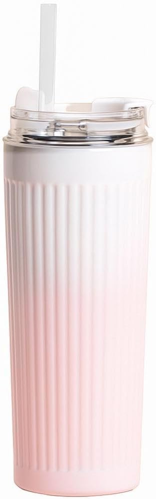 Alternative view of 304 L Çelik 500 ml. Pembe Beyaz Degrade Pipetli El Termos Mug cin913pm