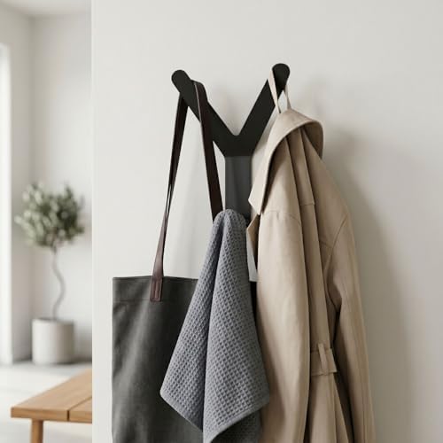 Yapışkanlı Metal Y Askı Duvar Askısı Siyah Modern Tasarım Çok Amaçlı Askılık Gardrop Dolap İçi Banyo Mutfak Kapı Arkası Askı Güçlü Taşıma - Görsel 3