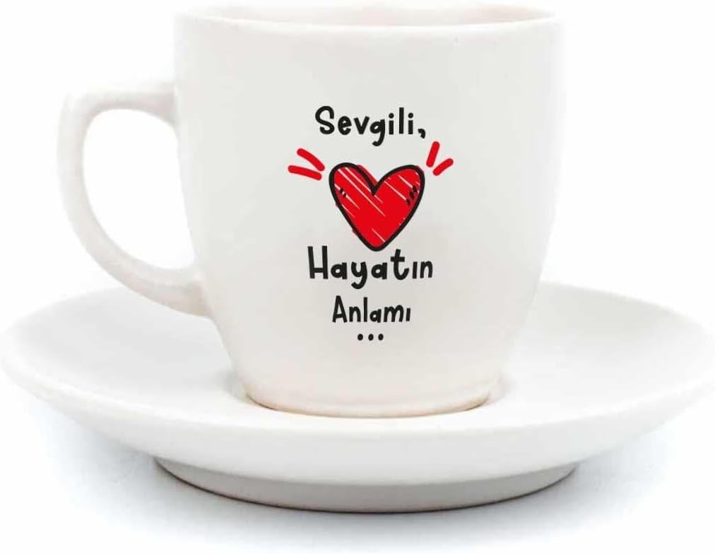 Alternative view of Sevgili, Hayatın Anlamı... Krem Türk Kahvesi Fincanı