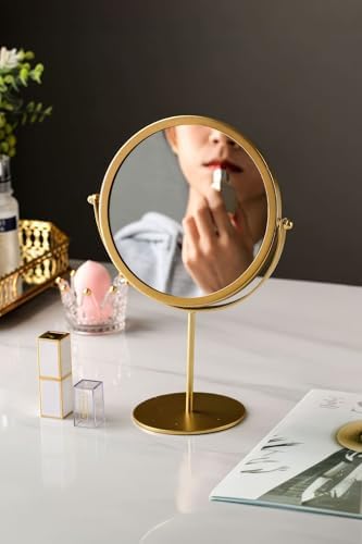 Alternative view of Masa Üstü 14,5 cm Tek Taraflı Gold Yuvarlak Dönen Metal Masa Aynası cin895sr