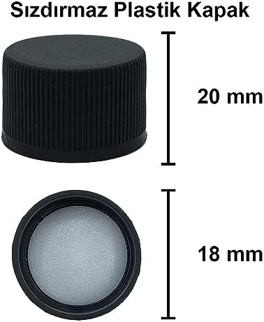 100 ml Şeffaf Piramit Sosluk 100 cc Kapaklı Kavisli Cam Şişe 6 Adet (Siyah (Plastik))