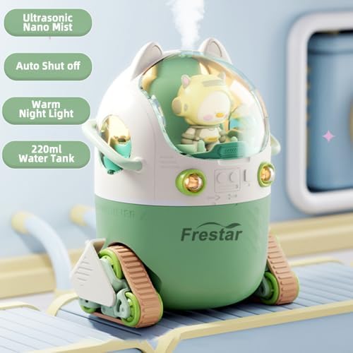Mini USB Nemlendirici 220 ml, LED Gece Lambası, Küçük Sevimli Nemlendirici Bulit, Çocuklar, Bitki, Yatak Odası, Ofis, Çalışma Masası, Bebek Odası, Pilsiz (Yeşil-Huhu)