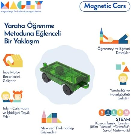 Magly Magnetic Cars Manyetik Araç Oyun Seti - Çocuklar İçin Manyetik Yapı Blokları Araba Eklentisi - Görsel 3
