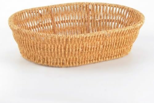 El Yapımı Doğal Hasır Sepet - Oval Çok Amaçlı Ekmeklik ve Düzenleyici (20,5 x 20,5 x 7 cm)