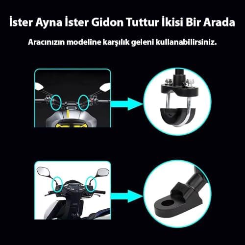 Alternative view of Apera GA34 Motosiklet Bisiklet Telefon Tutucu İster Ayna İster Gidon Tuttur İkisi Bir Arada Şok Emici Damperli