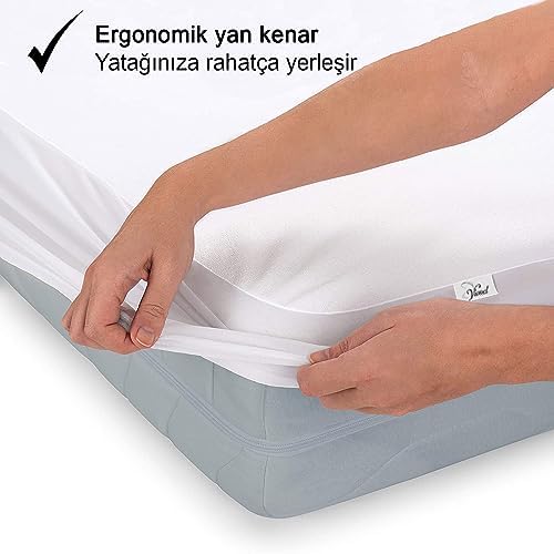 Alternative view of Vionel Home%100 Pamuk Full Kenar Fitted Sıvı Geçirmez Tek Çift Kişilik Bebek Yatak Koruyucu Çarşaf Alez 180x200
