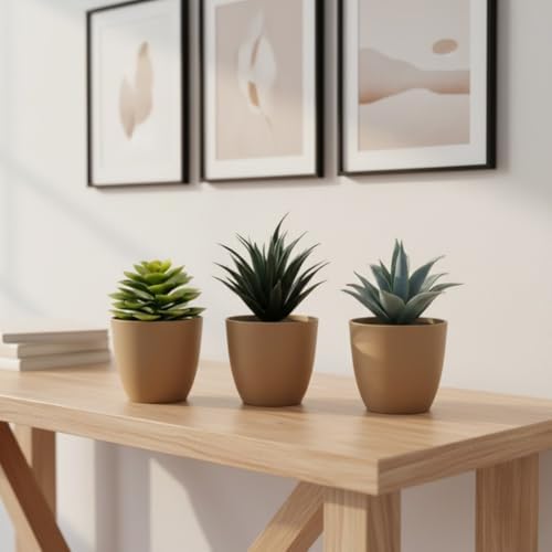 Alternative view of Üçlü Mini Yapay Sukulent Seti – 8 cm Saksı, Dekoratif Küçük Bitki Seti, Gerçekçi Görünüm, Salon Ofis Ev Masa Üstü Süs Bitkisi, Bakım Gerektirmez, Modern Dekor