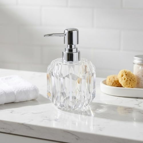 1 Adet Akrilik Sıvı Sabunluk (180 ml) - 3 Farklı Renkli Kırılmaz Şeffaf Banyo ve Mutfak Düzenleyici Şık Losyon ve Sabun Pompası Organizer (Asorti)
