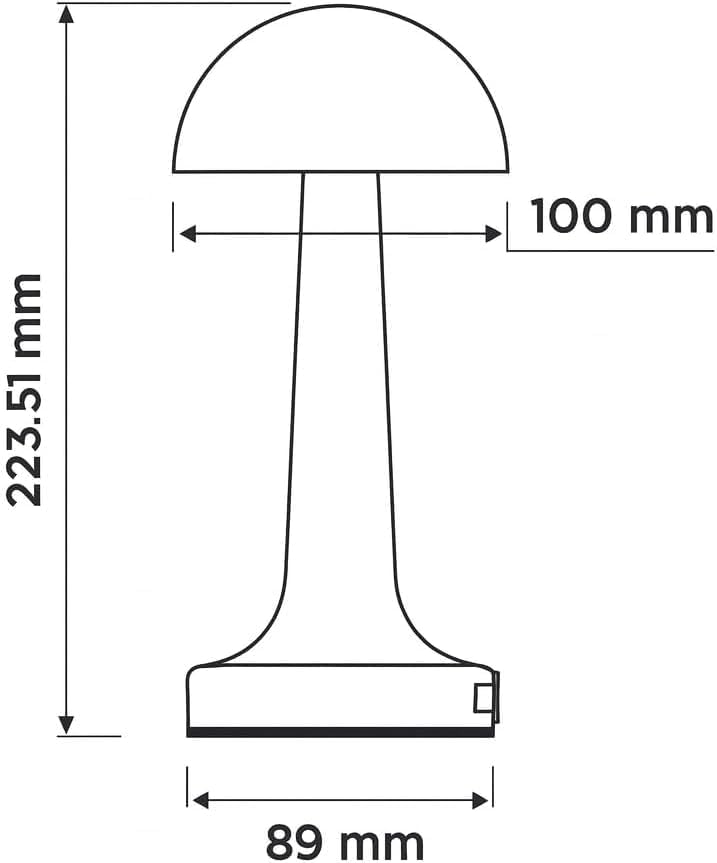 Lizbon Siyah Şarjlı Dokunmatik Mantar Cata Masa Lambası - 3 Renk Modlu (6400K-3200K-1600K Amber) Kablosuz Portatif Gece Lambası, 1200mAh Batarya, USB Şarj Edilebilir