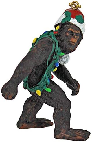Design Toscano Bigfoot, Noel Yeti Sabta'nın Şapkalı Komik Noel Ağacı Dekorasyonu, Poliresin, Tam Renkli, 7,5 cm - Görsel 3