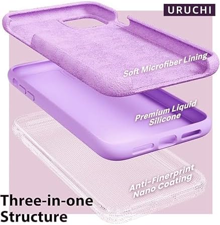 Apple iPhone 11 Kılıf 6.1 ile Uyumlu, İnce Sıvı Silikon 3 Katmanlı Tam Kaplamalı Yumuşak Jel Kauçuk Kılıf Kapak 6.1 inç, Soft Lila - Görsel 2